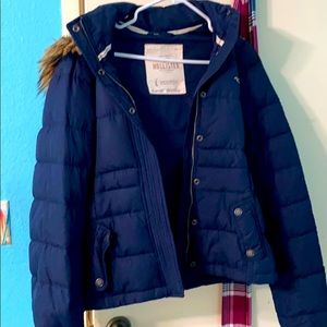 Hollister puffer jacket with fur hood